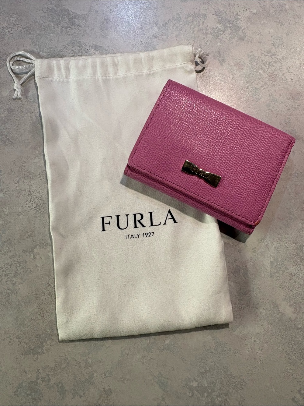 Furla Pink Bow Leather Compact trifold wallet